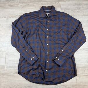 Peter Millar Crown Long Sleeve Carr Cotton Sport Button Down Shirt Plaid Size L